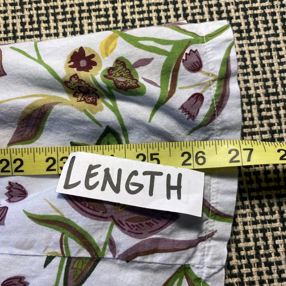 Grace Elements Midi Skirt Cottagecore Floral Print Women 12 White Green Cotton - Picture 6 of 6